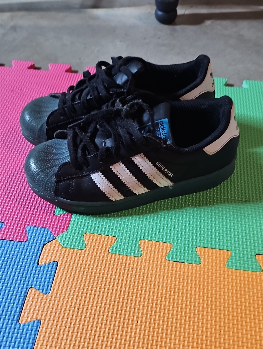 adidas Originals Kids Black Sneakers with White Stripes